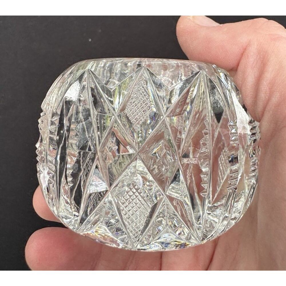 Antique Crystal Hand Cut Votive Vase AMerican Brillant Period Glass -BA 4/19